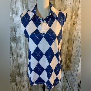 Ladies argyle sleeveless tank polo. Size S